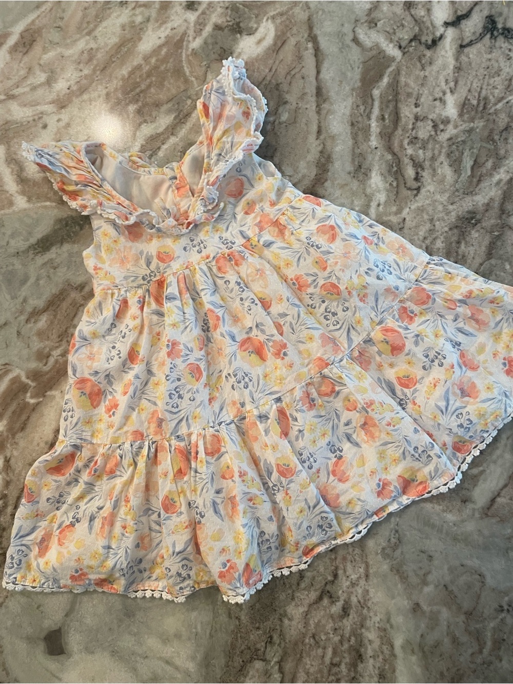 Tommy Bahama 100% Cotton Girls Sun Dress Ruffle Summer Flower Button Down 2T